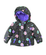 Cat &amp; Jack Infant size 12 months Hooded Puffy Jacket Black Stars Solar S... - $15.83