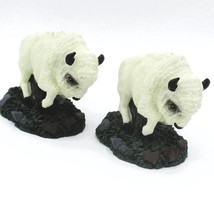 White Bison Figurine Pair On Green Base 4.5&quot; Heavy Resin Native American... - $406.89 MXN