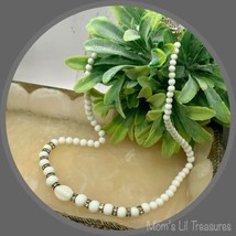 Vintage White Glass Bead Rhinestone Necklace - $19.60