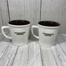 16 oz Starbucks Coffee Mug Cup 2009 New Bone China Lot Of 2 White And Brown - $24.99