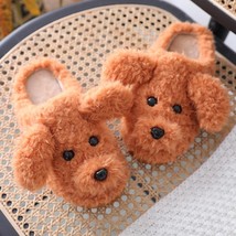 Women fluffy slippers 3d cartoon dog winter warm fur shoes soft sole home indoor ladies thumb200