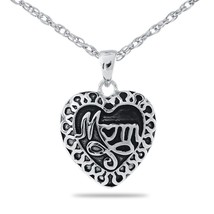 Sterling Silver &quot;Mom&quot; Heart Pendant/Necklace Funeral Cremation Urn for Ashes - £66.83 GBP