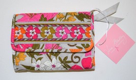 NEW VERA BRADLEY Euro Wallet Tea Garden Pink Gray Green Orange - £17.72 GBP