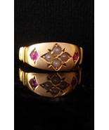 Antique 15kt gold Ruby size 3 1/2 Wedding ring - Baby ring - pinkie Vict... - £339.72 GBP