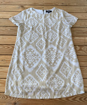 Lulus Women’s Patterned Back zip Dress size L White tan Sf21 - $17.72