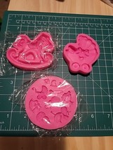 Silicone Molds Set Of 3 Resin Chocolate Clay  Baby Carriage Horse - $13.09