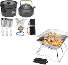 Odoland Bundle - 2 Items, 12 Pcs\. Of Camping Cookware Mess Kit With Mini Stove - £69.52 GBP