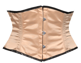 Cincher Mini Waspie Shaper Steel Boned Waistbust Cream Beige Ivory Satin Corset - $20.09+