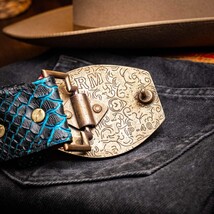 Arkansas Genuine Snake Western Belt Black / Blue image 7