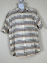Jack O&#39;Neill Men Size L Multicolor Striped Button Up Shirt Short Sleeve Pocket - £6.07 GBP
