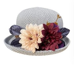 Ladies Women Curled Bowler Fashion Hat Floral Breathable Basin Cap Forma... - £31.31 GBP