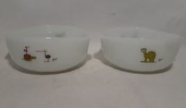 2 Fire King Anchor Hocking Cereal Bowl, Johnny Hart Grog Dinosaur, ~ 5 inch - £14.65 GBP