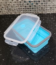 Folding Lunch Box Snack Holder Silicone Collapsible  BPA Free Food Storage Bento - £7.90 GBP