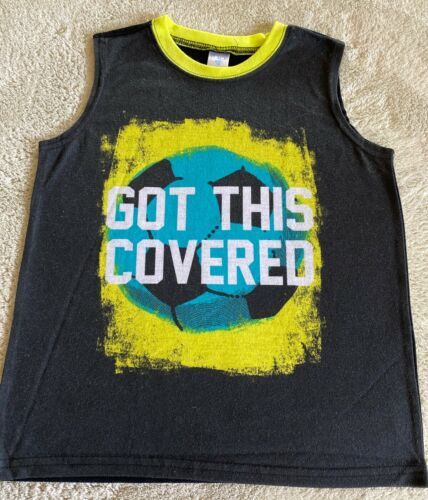 Childrens Place Boys Gray Green Teal Soccer GOT THIS COVERED Pajama Tank Top 7-8 - $5.88