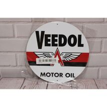 Retro Veedol Motor Oil Round Metal Sign - $13.38 CAD