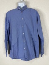 Ben Sherman Men Size L Blue Micro Check Button Up Cotton Shirt Long Sleeve - £6.50 GBP