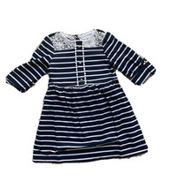 Rare Edition Toddler Girl Lace Navy White Striped Long Sleeve Fit Flare Dress 3T - £17.98 GBP