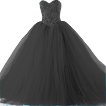 Kivary Custom Made Tulle Heavy Beaded Ball Gown Long Prom Dresses Quinceanera Bl - £142.87 GBP