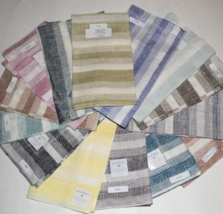 Sferra Ascot Placemats Herringbone Stripe Woven Linen 2 PC w/Hemstitch 1... - $26.90