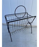 Vtg MCM Wire Metal Magazine Newspaper Rack Holder Vinyl Record LP Stand ... - $155.69 CAD