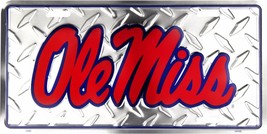 Ole Miss Rebels Embossed Diamond Metal Auto Tag License Plate Sign - £5.46 GBP