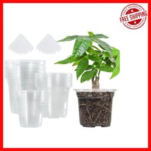 Versatile Nursery Pot Set: 36 Clear Pots (3.5/4/5 Inch) with Labels Incl... - $594.57 MXN
