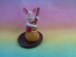 Disney Winnie The Pooh Piglet w/ Broom Sweeping PVC Figure  or Cake Topp... - $1.49