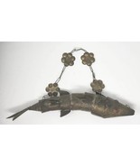 Vintage Brass Articulated Fish Sculpture Figurine Wall Hanging 10&quot; U141 1 - £71.53 GBP