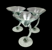 Libbey Bravura Clear Martini Glasses Swerve Curved Offset Stem Cocktail Set of 3 - £16.50 GBP