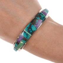 6.25&quot; Native American Sterling Multi-stone channel inlay bracelet - £184.99 GBP