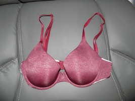 Victoria&#39;s Secret Pink Burgundy Uplift Semi Demi Bra Size 32C - £13.97 GBP