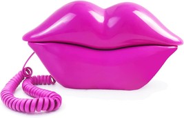 Telpal Corded Lips Telephones Landline Pink Home Telephones Cute Mouth Shape - £27.82 GBP