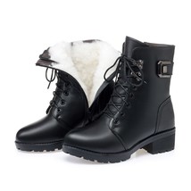 Ter snow boots women s genuine leather new wool warm non slip luxury ladies ankle black thumb200