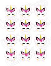 Unicorn face (white) edible party cupcake toppers cupcake image sheet 12/sheet - £7.98 GBP