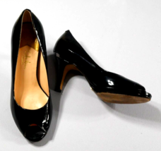 Cole Haan  Black Patent Leather Peep Toe High Heel Shoes Womens Size 9.5 - £34.74 GBP