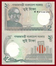 Bangladesh P52, 2 Taka,  Sheikh Mujibur Rahman / Shaheed Minar monument ... - £0.86 GBP