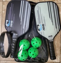 Pickleball 2 Paddle Carbon Fiber MX Set with 4 Balls and Carry Bag SHIP ... - £49.30 GBP