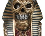 Egyptian Golden King TUT Sarcophagus Mummy Skull with Nemes Bust Figurine - $37.99