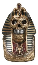 Egyptian Golden King TUT Sarcophagus Mummy Skull with Nemes Bust Figurine - £29.70 GBP