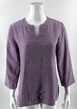 Eileen Fisher Irish Linen Tunic Top Size Small Purple 3/4 Sleeve Womens - $49.50