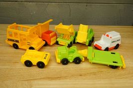 Vintage Toy Lot Fisher Price Play Construction Vehicles Schoolbus Access... - $34.64