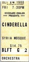 Vintage Cendrillon Ticket Stub Octobre 14 1988 Pittsburgh Pennsylvania - £32.50 GBP