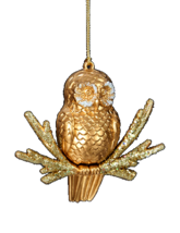 Kurt S. Adler Gold Glittered Owl On Branch Christmas Tree Ornament - $6.88