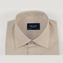 Mens 100% Cotton Shirt From Turkey Manschett by Quesste Slim Fit 4029-10 Tan image 2