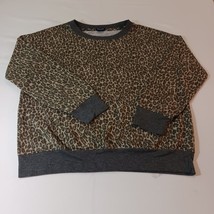 Splendid Leopard Print Crewneck Women&#39;s Brown Lightweight Sweatshirt Siz... - $11.77