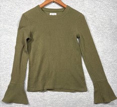 Madewell Olive Green Ribbed Bell Sleeve Sweater Top Size XS - $210.05 MXN