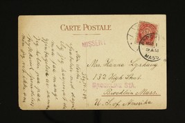 Vintage Postcard Postal History 1909 Norway Station Cancel Missent Card to USA - £8.28 GBP