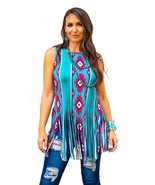NWT Womens Neon Aztec Fringe Tank Top Size Small - £23.33 GBP