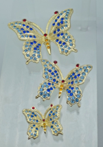 Set 3  Blue butterfly&#39;s with magnet hand made by Keren Kopal &amp; Austrian ... - $40.80