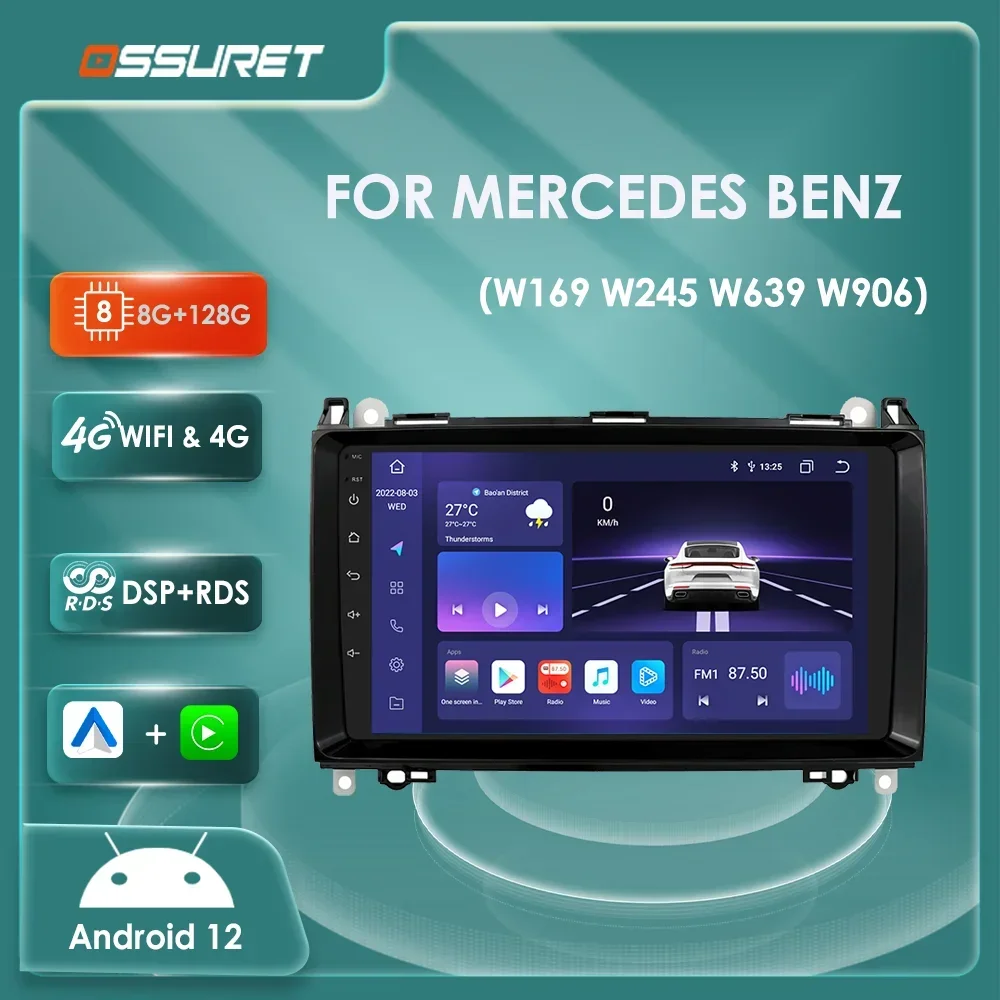 7862 Android 12 Autoradio For Mercedes Benz A-B-V-Class W169 W245 W639 W906 - £107.06 GBP+